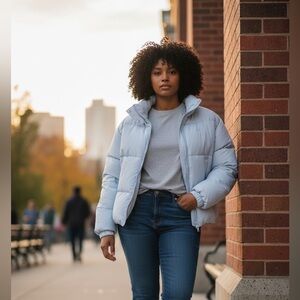 Levi’s Air Blue Cinched Puffer Jacket Woman M EUC